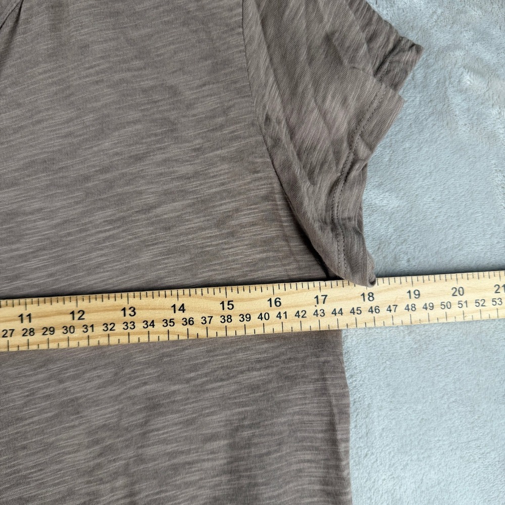 Bobi Los Angeles Womens Slub Jersey Split V-Neck Raw Edge Tee Taupe Brown Medium - Picture 5 of 5